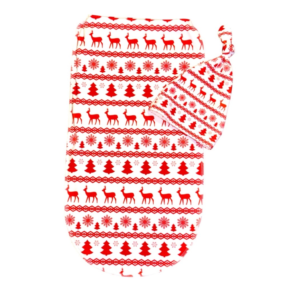 Christmas Swaddle & Hat Set - NWOT